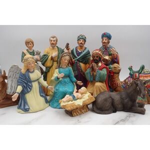 Vintage Christmas Ceramic Nativity 1994 Mercuries (USA) 11-Piece Set Figurines